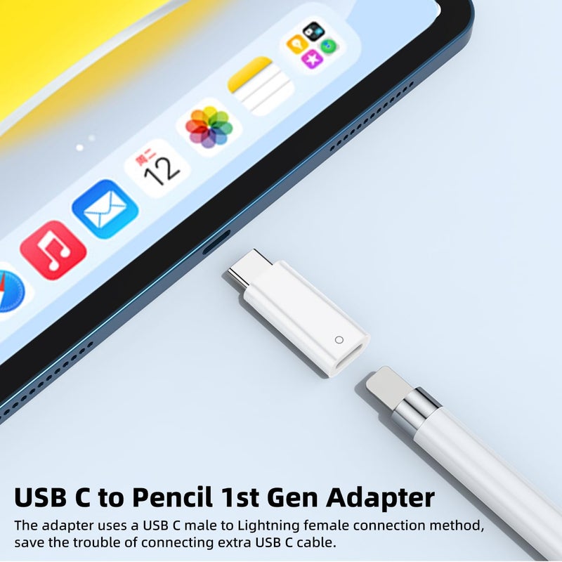 AreMe USB C to Pencil Adapter Designed for Apple Pencil 1st Generation, Only Compatible with iPad 10th/11th A16 2025 Gen, Type C Pencil Charging Dongle Connector (White) - Image 5